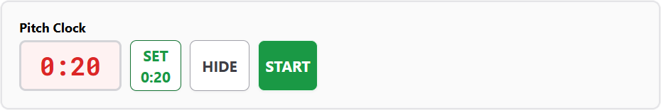 Baseball Scoreboard Controls - Pitch Clock Section