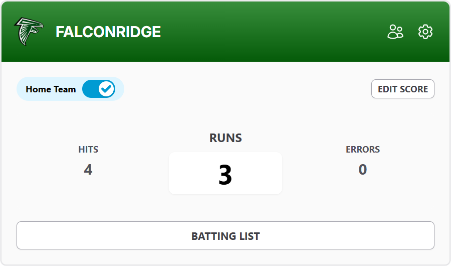 Baseball Scoreboard Controls - Team Configuration Section