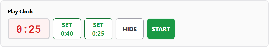 Football Scoreboard Controls - Play Clock Section