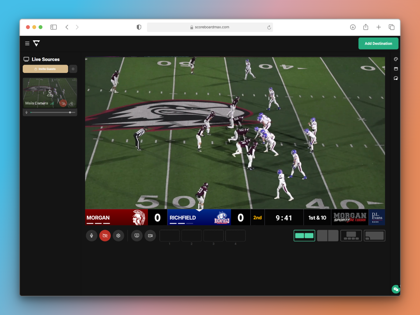 Completed scoreboard overlay in Lightstream