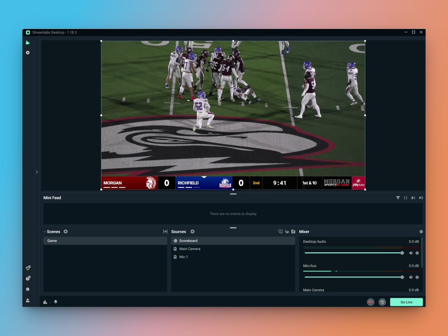 Completed scoreboard overlay in Streamlabs