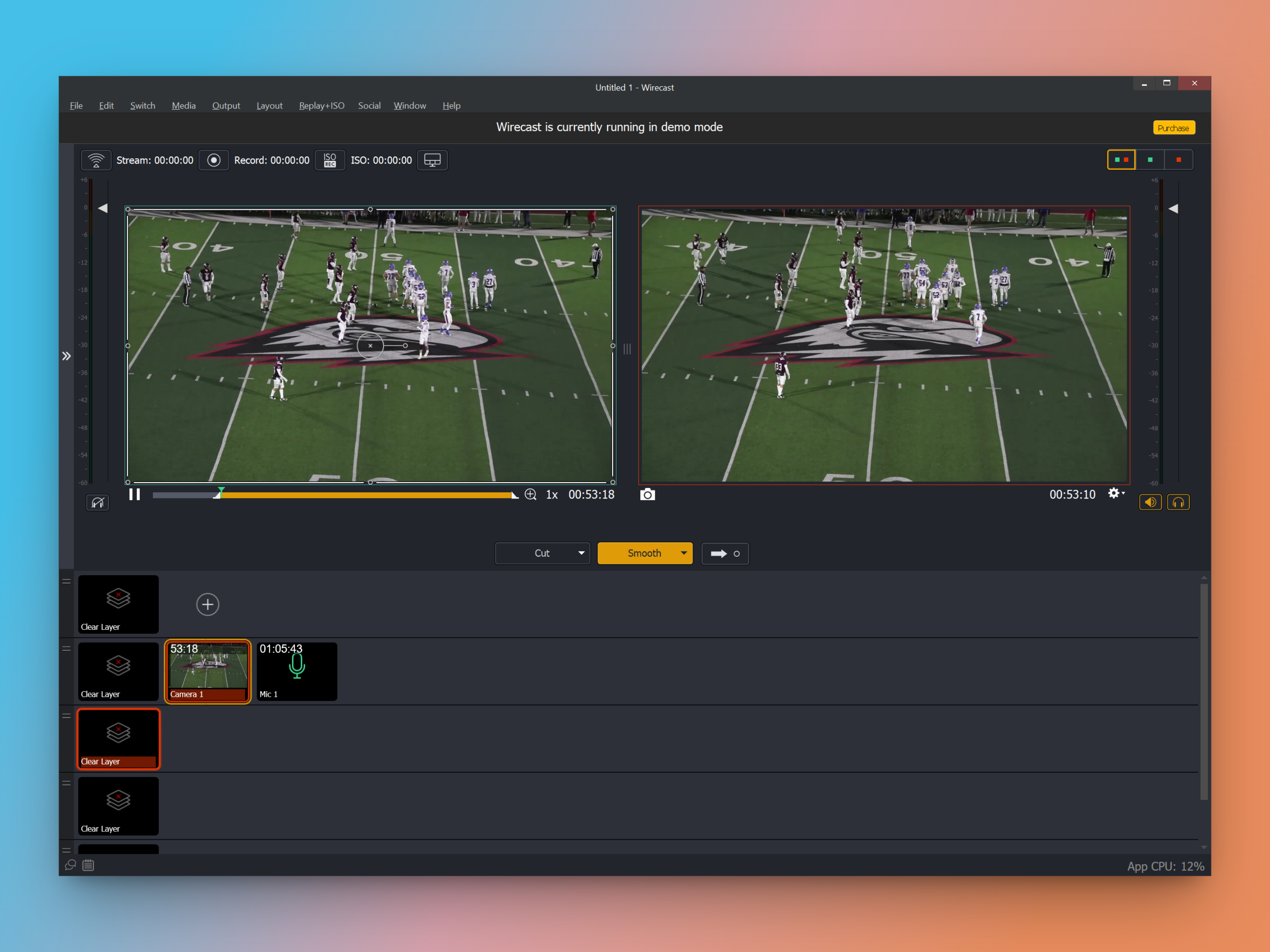 Selecting a layer in Wirecast
