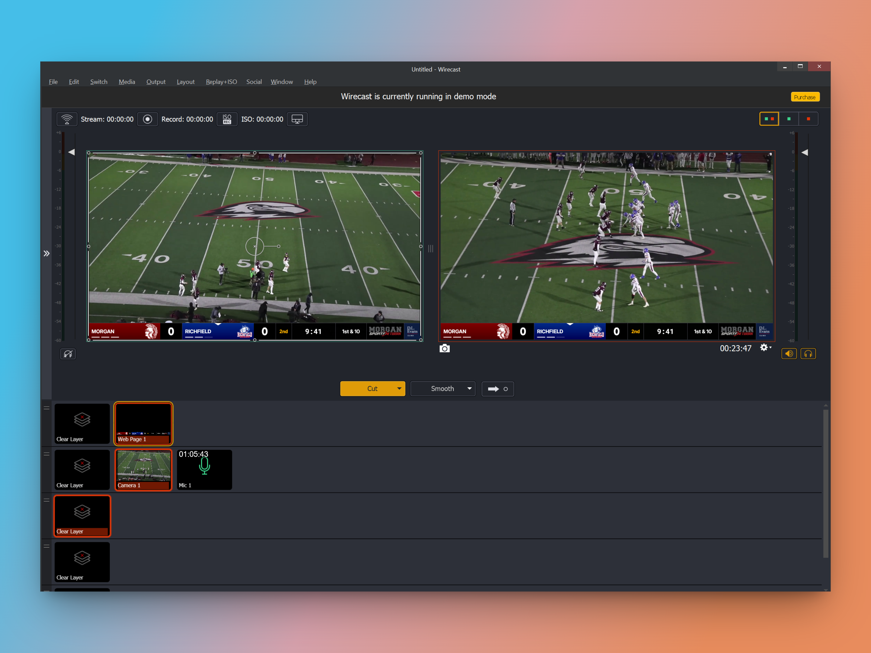 Completed scoreboard overlay in Wirecast