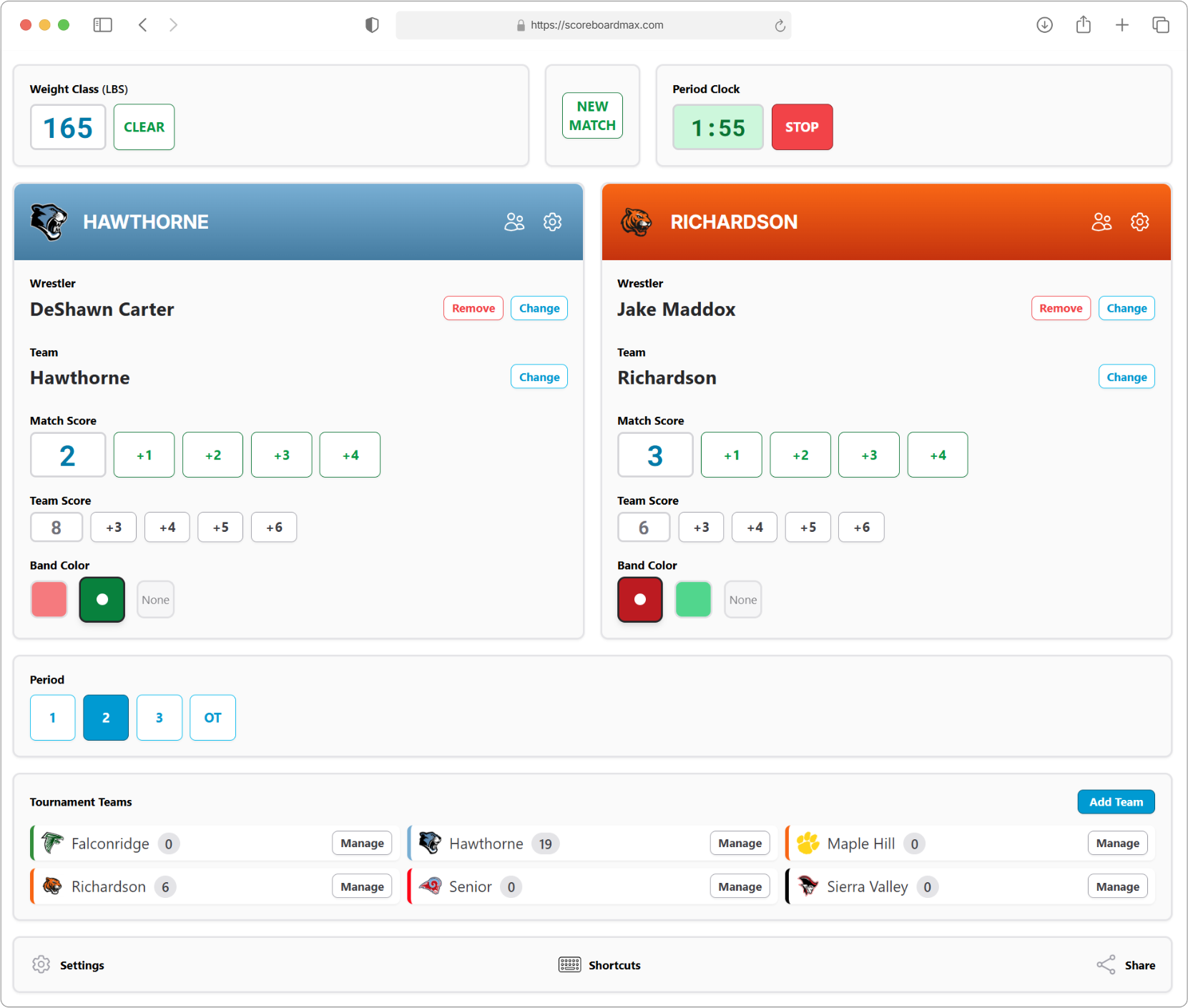 Wrestling Scoreboard Controls Overview